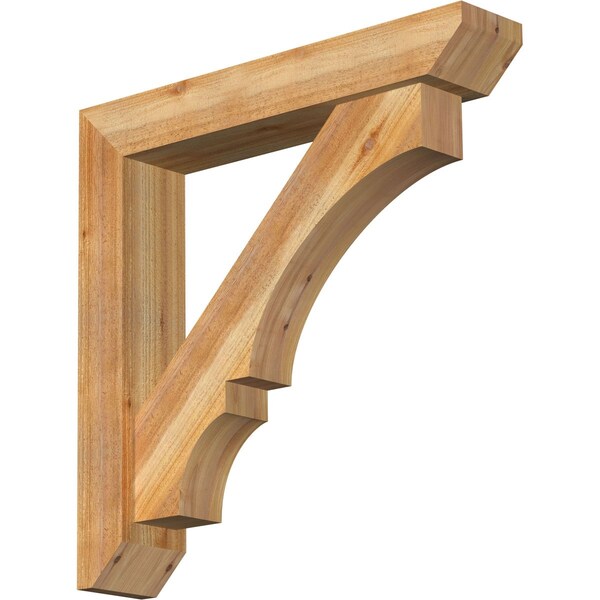 Ekena Millwork Balboa Slat Rough Sawn Bracket w/ Offset Brace, Western Red Cedar, 6"W x 32"D x 32"H BKT0604X32X32BOA06RWR - main